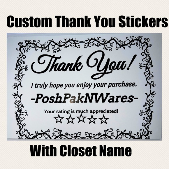 Custom Thank You Stickers with posh closet name all year design - Picture 1 of 1